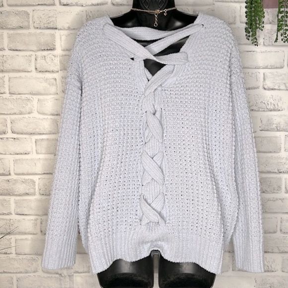 Moral Fiber Ultra Soft & Thick Lace Up Back Sweater Top Size 2X - Picture 3 of 5